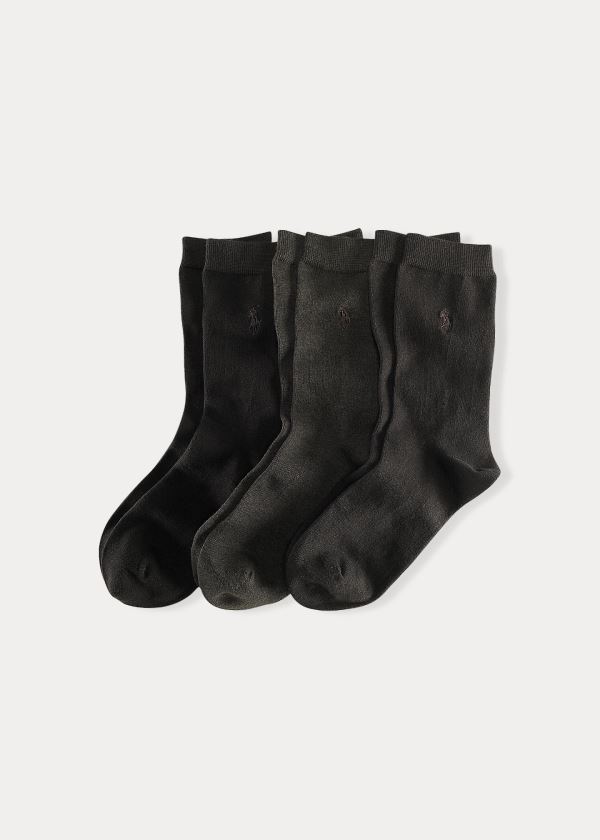 Calcetines Polo Ralph Lauren Mujer Marrom - Flat Knit Crew 3-Pack - RPSXV9135